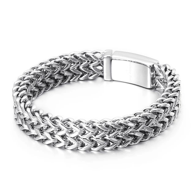 Mesh Polished Link Chain Bracelet 12mm Silver - iRelax® Australia