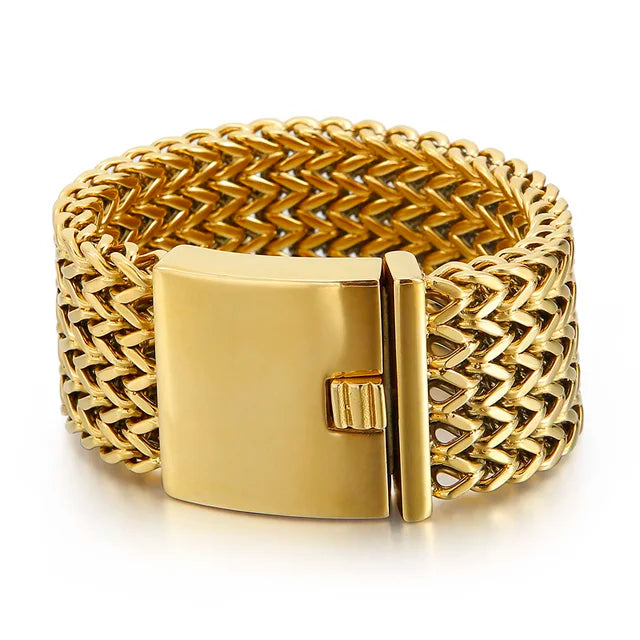 Mesh Polished Link Chain Bracelet 30mm Gold - iRelax® Australia