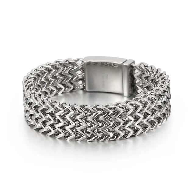 Mesh Polished Link Chain Bracelet 18mm Silver - iRelax® Australia