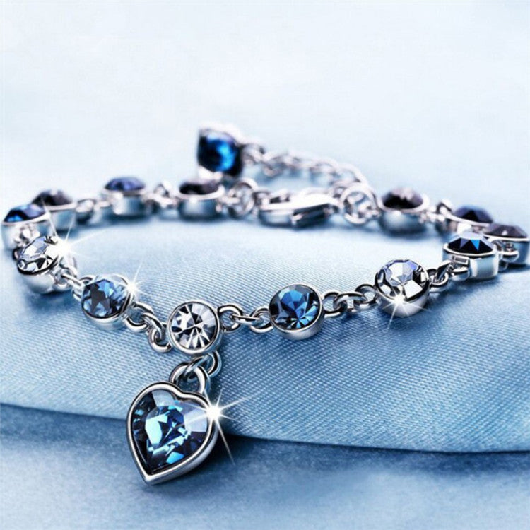 Ocean Heart Diamond-Encrusted Women's Austrian Crystal Bracelet - iRelax® Australia