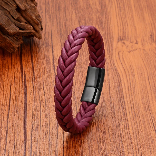 Handmade Woven Leather Wrap Bracelets Purple Rope-Black - iRelax® Australia