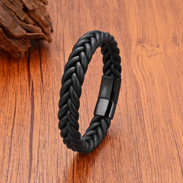 Handmade Woven Leather Wrap Bracelets Black Leather-Black - iRelax® Australia