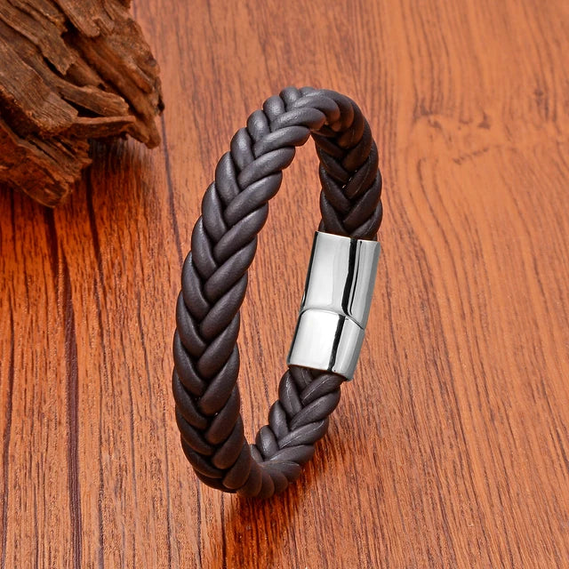 Handmade Woven Leather Wrap Bracelets Brown Leather-White - iRelax® Australia
