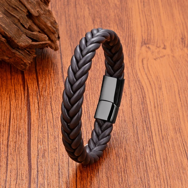 Handmade Woven Leather Wrap Bracelets Brown Leather-Black - iRelax® Australia