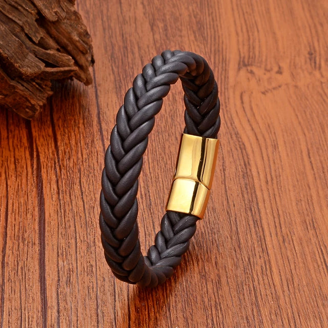Handmade Woven Leather Wrap Bracelets Brown Leather-Gold - iRelax® Australia