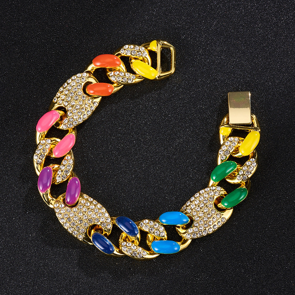 Inspired by LGBTQAI+ Colourful Full Diamond Anklet Gold 8inch(20cm) - iRelax® Australia