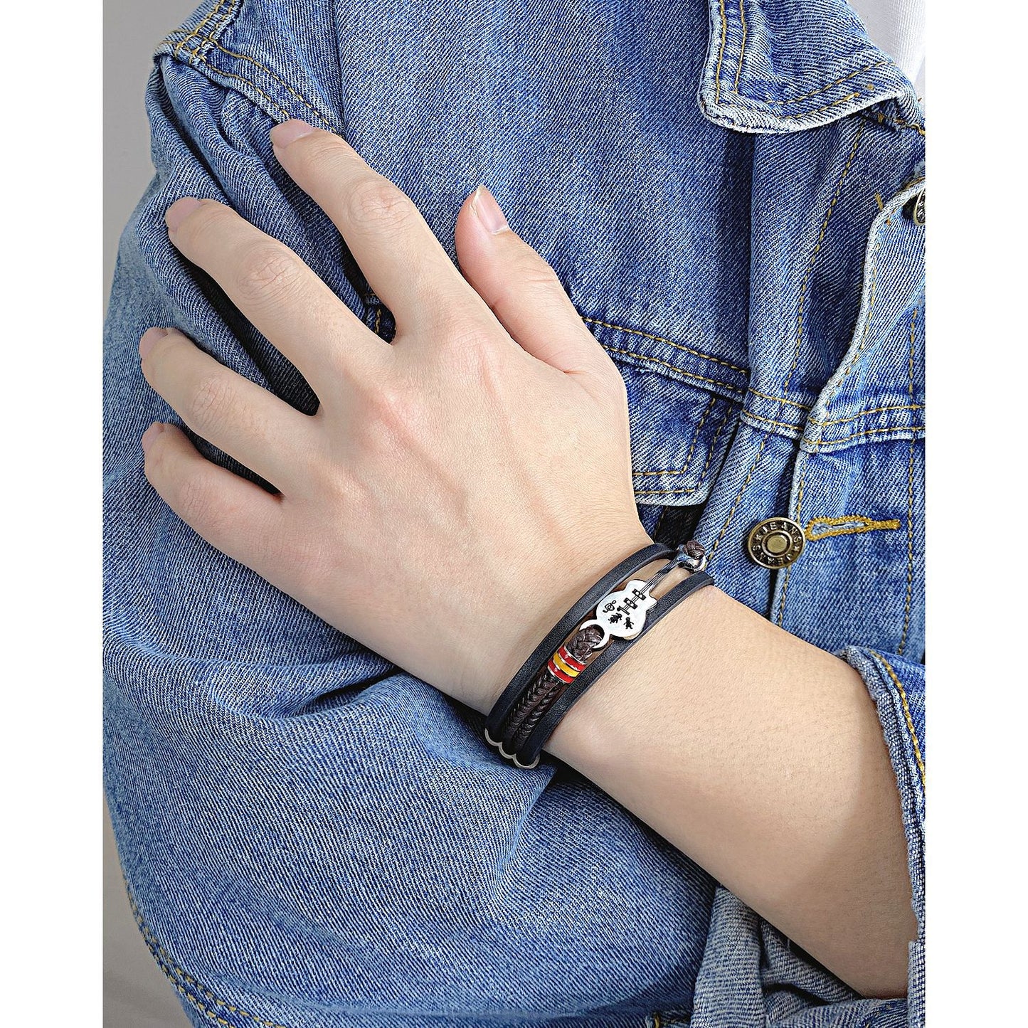 Multilayer Braided Men's Guitar Leather Cord Bracelet - iRelax® Australia