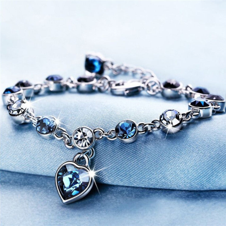 Ocean Heart Diamond-Encrusted Women's Austrian Crystal Bracelet Default Title - iRelax® Australia