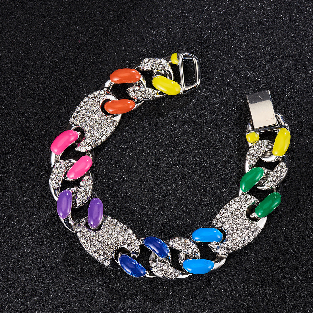 Inspired by LGBTQAI+ Colourful Full Diamond Anklet Silver 8inch(20cm) - iRelax® Australia