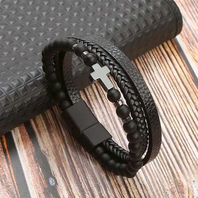 Classic Multilayer Leather Beaded Bracelet H2 - iRelax® Australia
