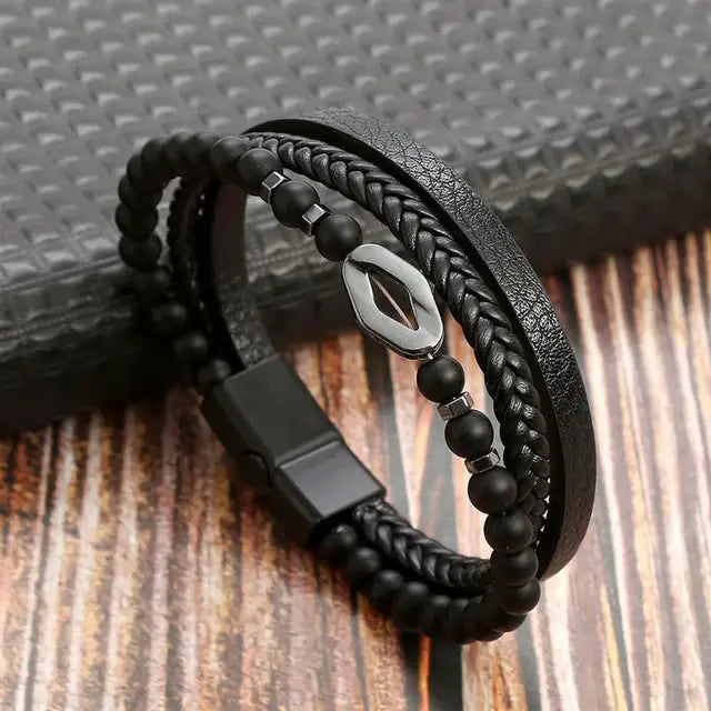 Classic Multilayer Leather Beaded Bracelet J2 - iRelax® Australia