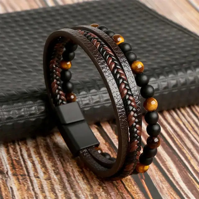 Classic Multilayer Leather Beaded Bracelet F2 - iRelax® Australia