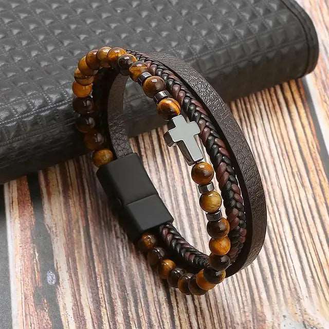 Classic Multilayer Leather Beaded Bracelet H1 - iRelax® Australia