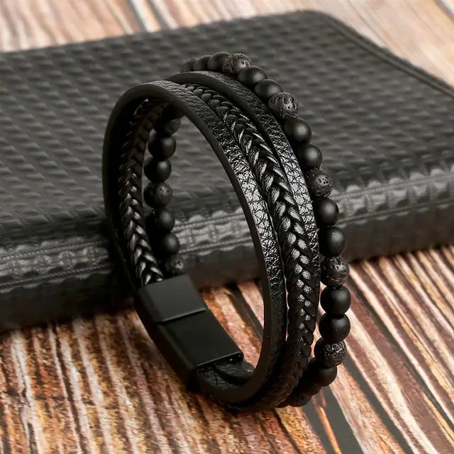 Classic Multilayer Leather Beaded Bracelet F1 - iRelax® Australia