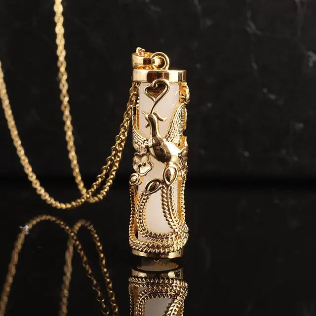 Jade Phoenix Gilt Necklace Pendant White - iRelax® Australia