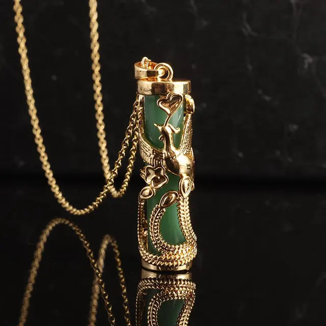 Jade Phoenix Gilt Necklace Pendant Green - iRelax® Australia