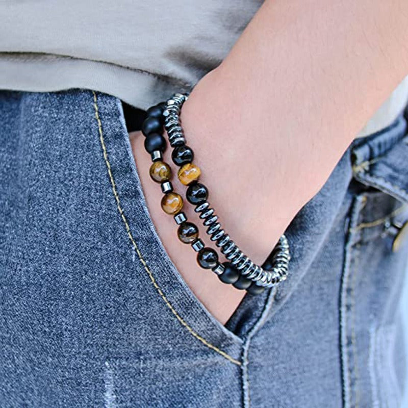 Tiger Eye Frosted Stone Combination 8mm Beaded Bracelet - iRelax® Australia