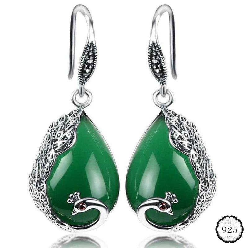 Jade Peacock Shaped Drop Earrings - iRelax® Australia