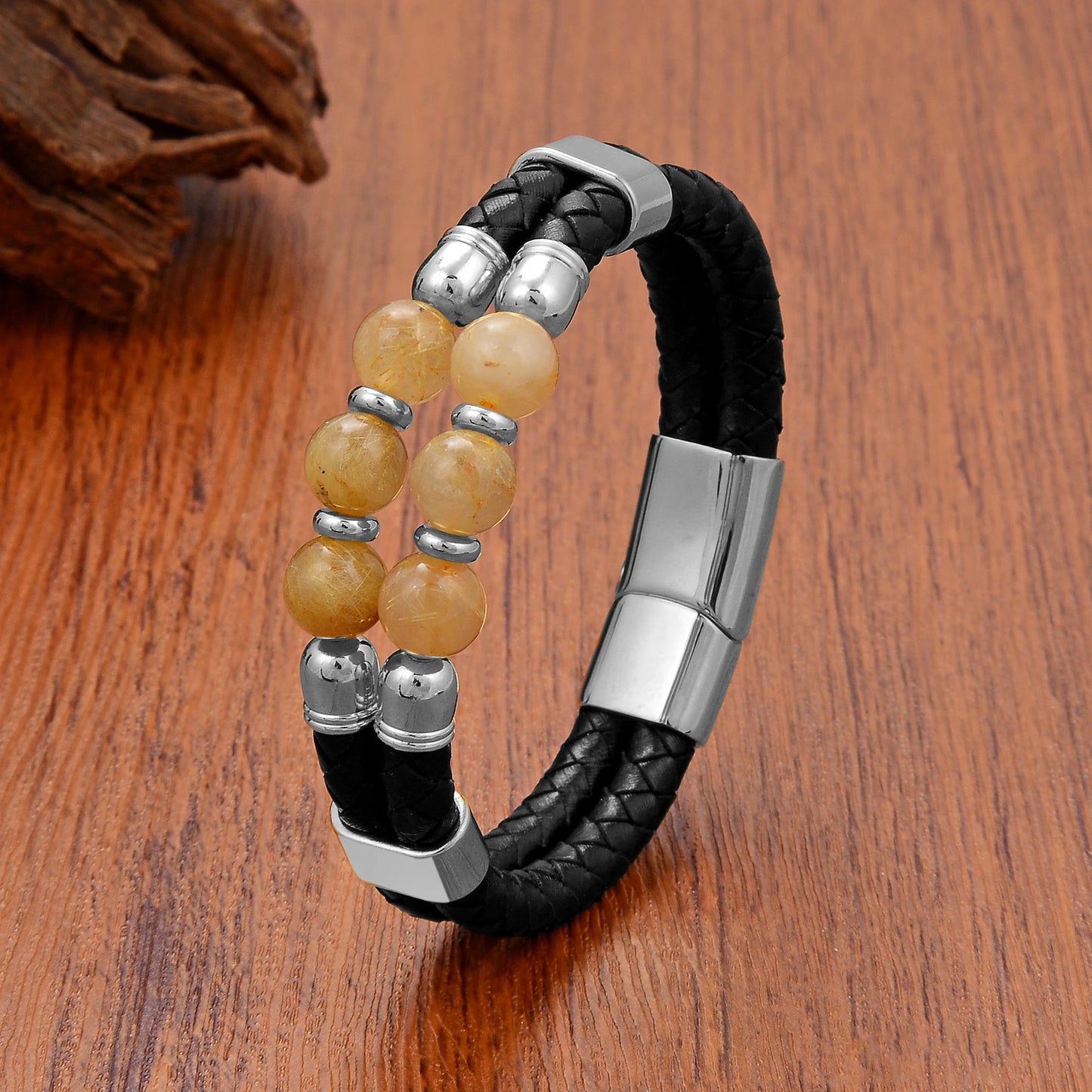 Luxury Natural Stones Double Genuine Leather Bracelet - iRelax® Australia
