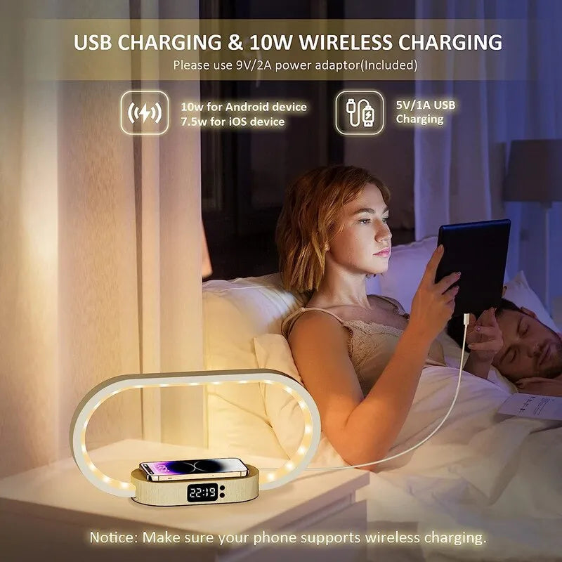 Wireless Charging Dock with Clock and LED Night Light - iRelax Australia