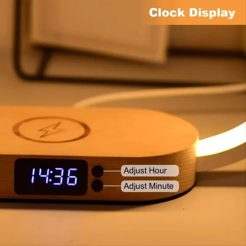 Wireless Charging Dock with Clock and LED Night Light - iRelax Australia