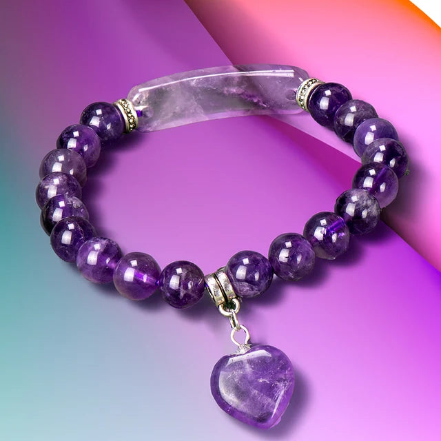 Natural Moonstone Jade Beaded Bracelet Purple - CYSL24E - iRelax® Australia