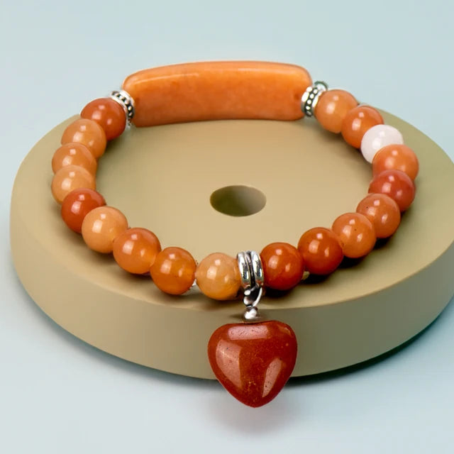 Natural Moonstone Jade Beaded Bracelet Orange - CYSL24A - iRelax® Australia