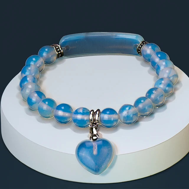 Natural Moonstone Jade Beaded Bracelet Light Blue - CYSL24C - iRelax® Australia