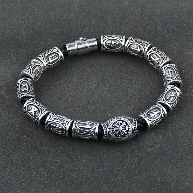 Viking Norse Runic Runes Beads Charm Magnetic Bracelet - iRelax® Australia