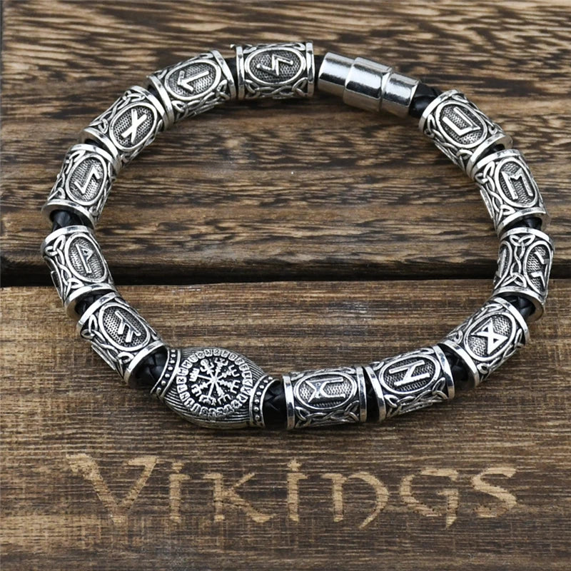Viking Norse Runic Runes Beads Charm Magnetic Bracelet - iRelax® Australia