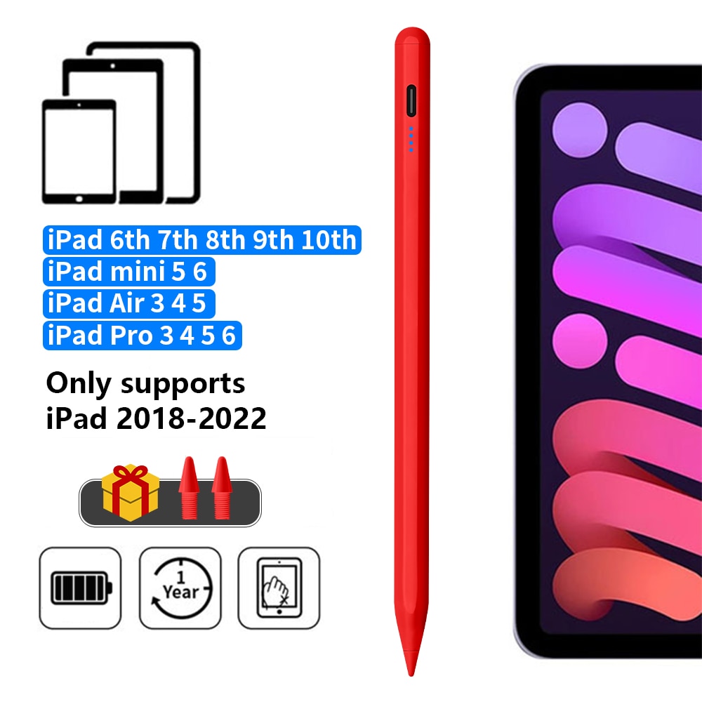 Palm Rejection Pencil Pro Air Mini Stylus for iPad Red - iRelax Australia