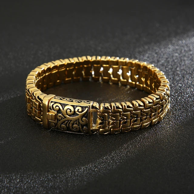 Vintage Punk Style Stainless Steel Link Chain Bracelet Gold - iRelax® Australia