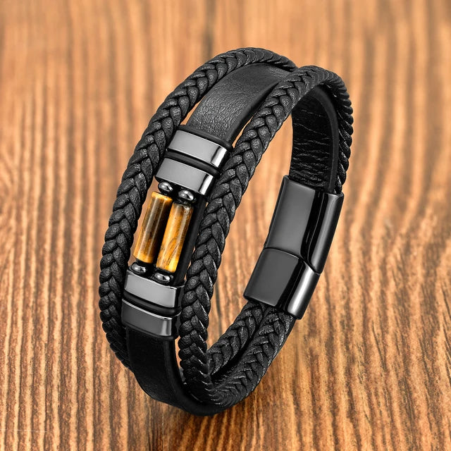 Vintage Multilayer Leather Bohemia Chakra Stone Bead Bracelet Tiger Eye - iRelax® Australia