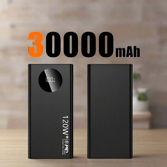 120W High Capacity Digital Display Power Bank Black 30000mAh - iRelax® Australia