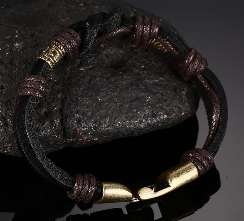 Leather Bracelet with Bronze Alloy Buckle Hook - iRelax® Australia