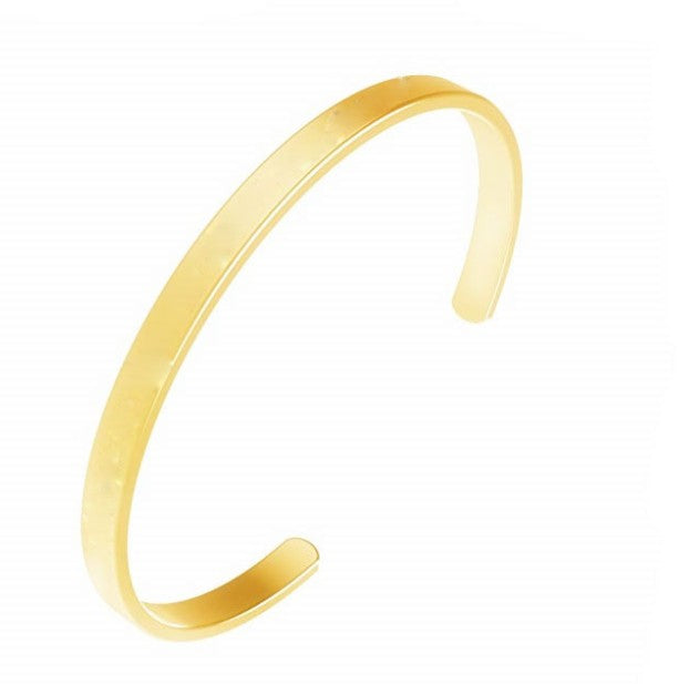 Simple Glossy Open Bangle Titanium Steel C-Shaped Bracelet Gold - iRelax® Australia
