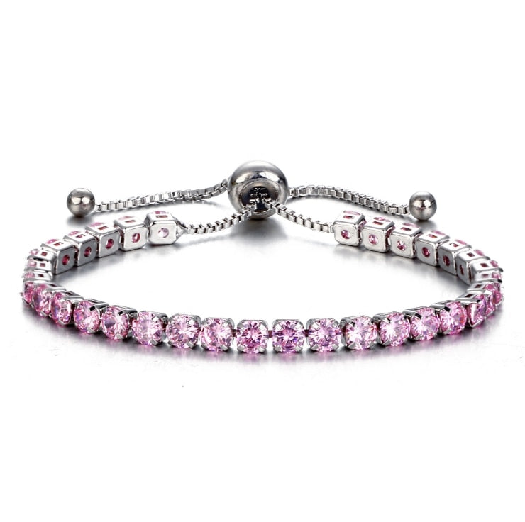 Luxury 4mm Cubic Zirconia Tennis Iced Out Chain Bracelet Pink with Silver - iRelax® Australia