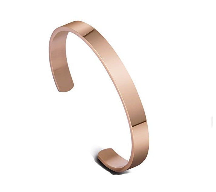 Simple Glossy Open Bangle Titanium Steel C-Shaped Bracelet Rose Gold - iRelax® Australia