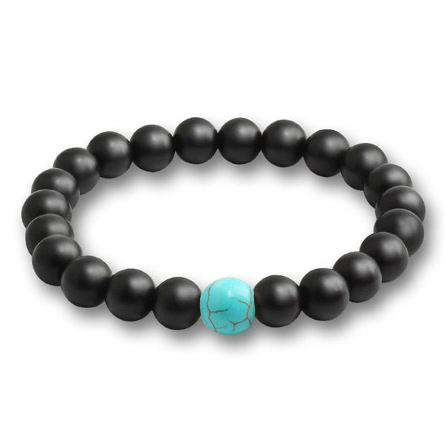 Black Lava Natural Stone Beads Bracelets One Blue Stone - iRelax® Australia