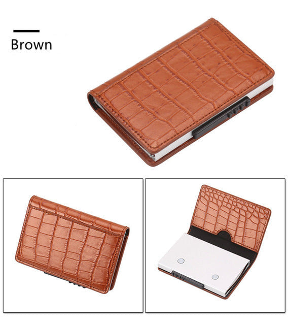 Leather RFID Protection Credit Card Holder Brown - iRelax® Australia