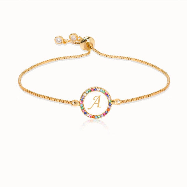 Colorful Rainbow Zircon Letter Bracelet A - iRelax® Australia