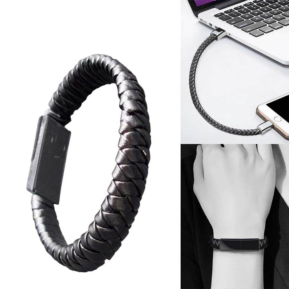 Wearable Braided USB Mobile Charging Leather Bracelet - iRelax® Australia