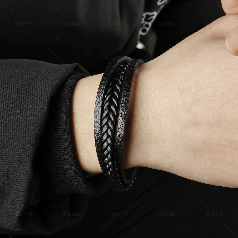 Vintage Leather Rope Braided Ethnic Wind Magnetic Buckle Bracelet - iRelax® Australia