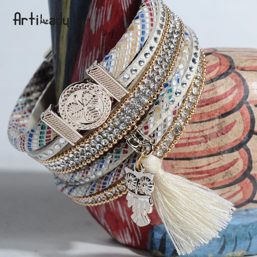 Tassel Charms Crystal Leather Bracelet - iRelax® Australia