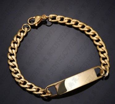 Nameplate Stainless Steel Chain Bracelet Gold - iRelax® Australia