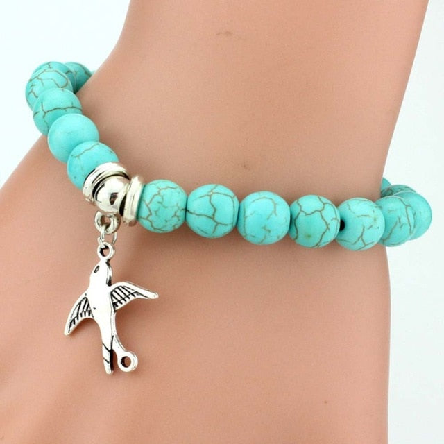 Vintage Boho Charm Natural Stone Bracelet Bird - iRelax® Australia