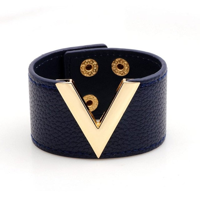 Genuine Leather Wide Wrap Bracelet Blue - iRelax® Australia
