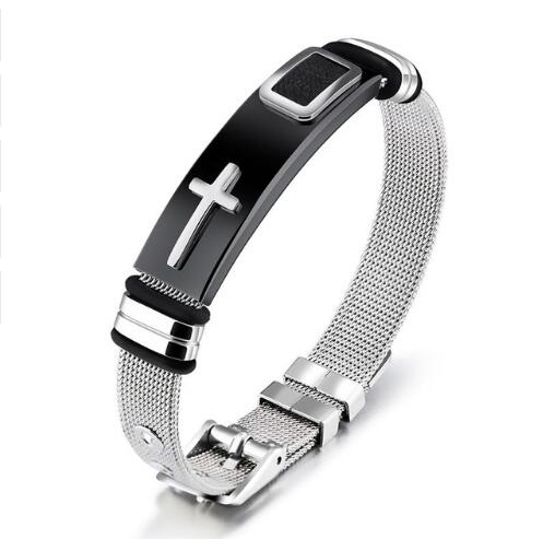Stainless Steel Men's Cross Bracelets Silver - iRelax® Australia