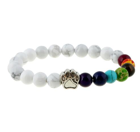 Natural Stone Bead Dog Paw Bracelet White Pine Dog Paw - iRelax® Australia