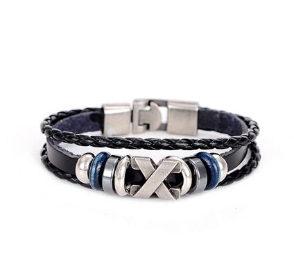 Anchor Leather Braided Bracelet Black X - iRelax® Australia